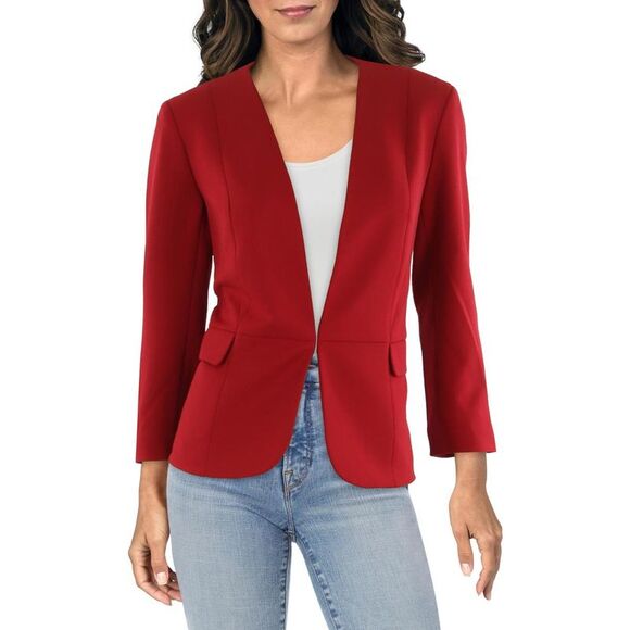 Kasper Womens Red Suit Separate Office Business Collarless Blazer Jacket NWT - Picture 1 of 1